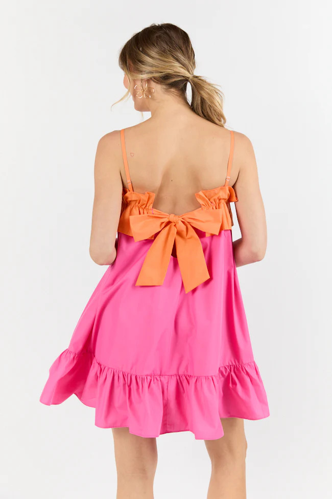 Quick Updates Pink and Orange Ruffle Detail Two Tone Mini Dress SALE | Pink Lily