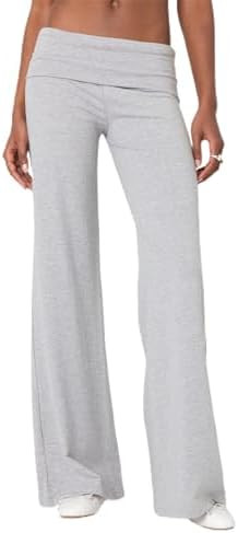Qmlyev Wide Leg Sweatpants for Women Fold Over Low Rise Flare Yoga Lounge Pants Back to School Cl... | Amazon (US)