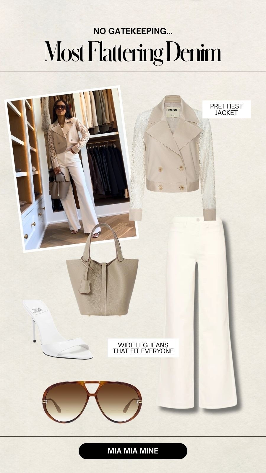 The jeans that look good on everyone - Paige Anessa Jeans in the new ecru wash 
Wearing a 24 
L’agence lace jacket save $100 at Saks with code: MAYGET 
Zara white tee 
Steve Madden white heels run TTS

#LTKOver40 #LTKootd #LTKmomlife