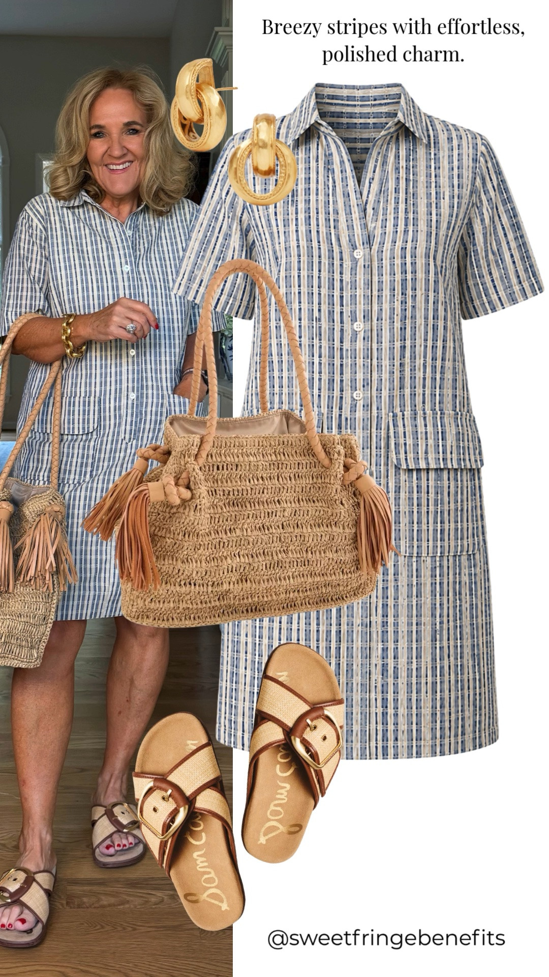 This blue-and-white striped shirt dress is breezy, comfortable, and effortlessly polished. The relaxed fit makes it an easy choice for warm-weather lunches, vacations, or everyday wear.

💡 LTK MADE EASY
❤️ Heart = Support my posts!
🔖 Save = Get sale & restock alerts
📋 Lists = Keep favorites organized
📲 Share = Send lists and products to a friend. Hello, Christmas List!
💬 Comment = Ask me anything about what I'm wearing.:-)

#LTKootd #LTKTravel #LTKOver40