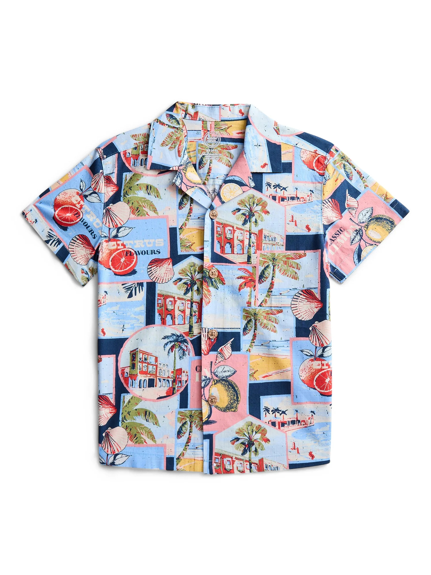 Wonder Nation Boys' Cotton Camp Shirt with Short Sleeves, Sizes 4-18 & Husky | Walmart (US)