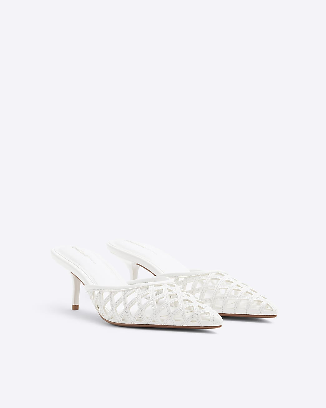 White Lattice Mule Court Heels | River Island UK & IE