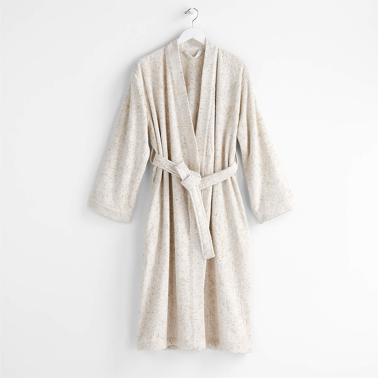 Organic Small/Medium Turkish Natural Beige Fleck Bathrobe + Reviews | Crate & Barrel | Crate & Barrel