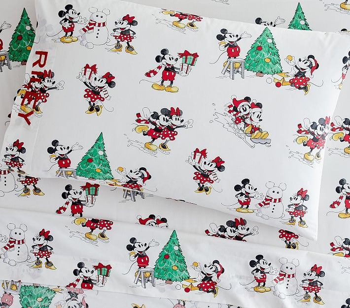 Organic Disney Mickey Mouse Holiday Sheet Set & Pillowcases | Pottery Barn Kids