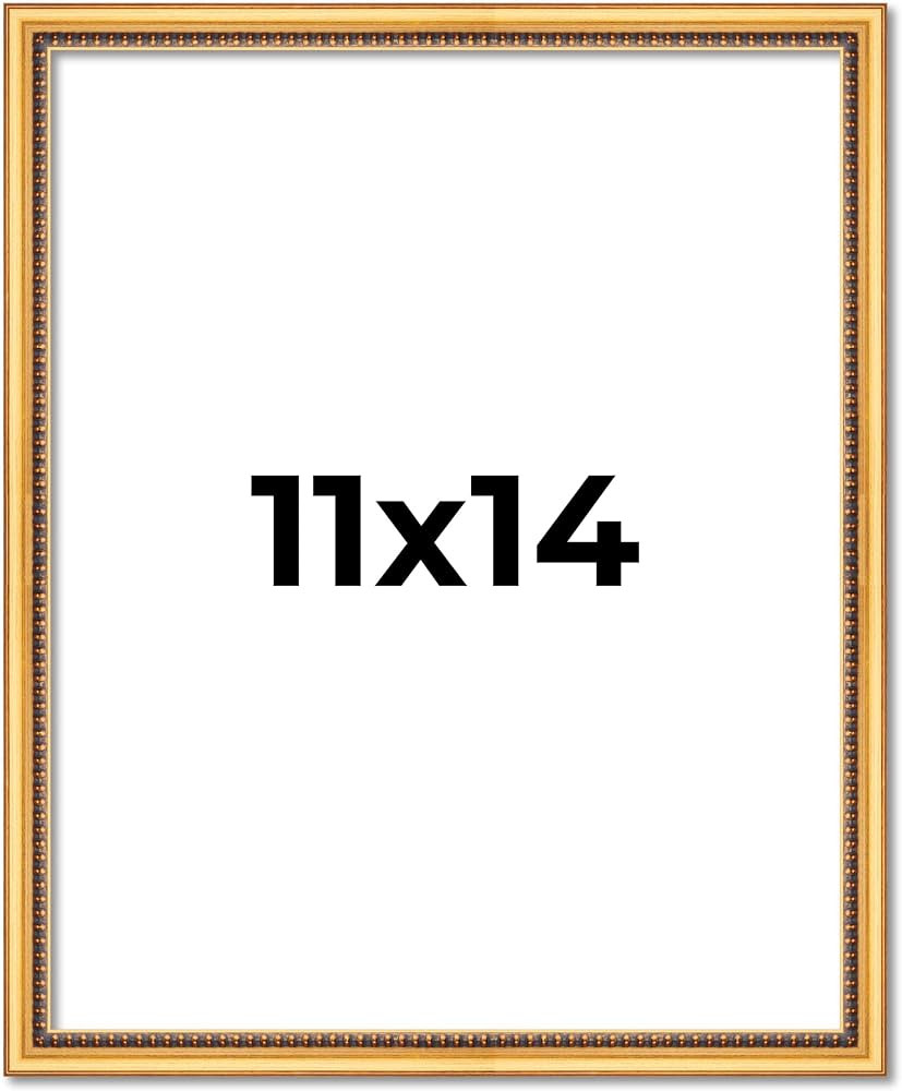 11x14 Frame Beaded Gold Solid Wood Picture Frame | 0.75 Inches Moulding Width | Liscio Oro Tradit... | Amazon (US)