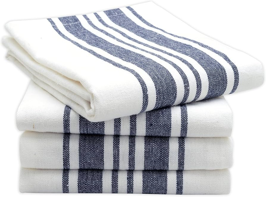 Amazon.com: All Cotton and Linen Kitchen Towels 100% Cotton Dish Towels | French Striped Hand Tow... | Amazon (US)