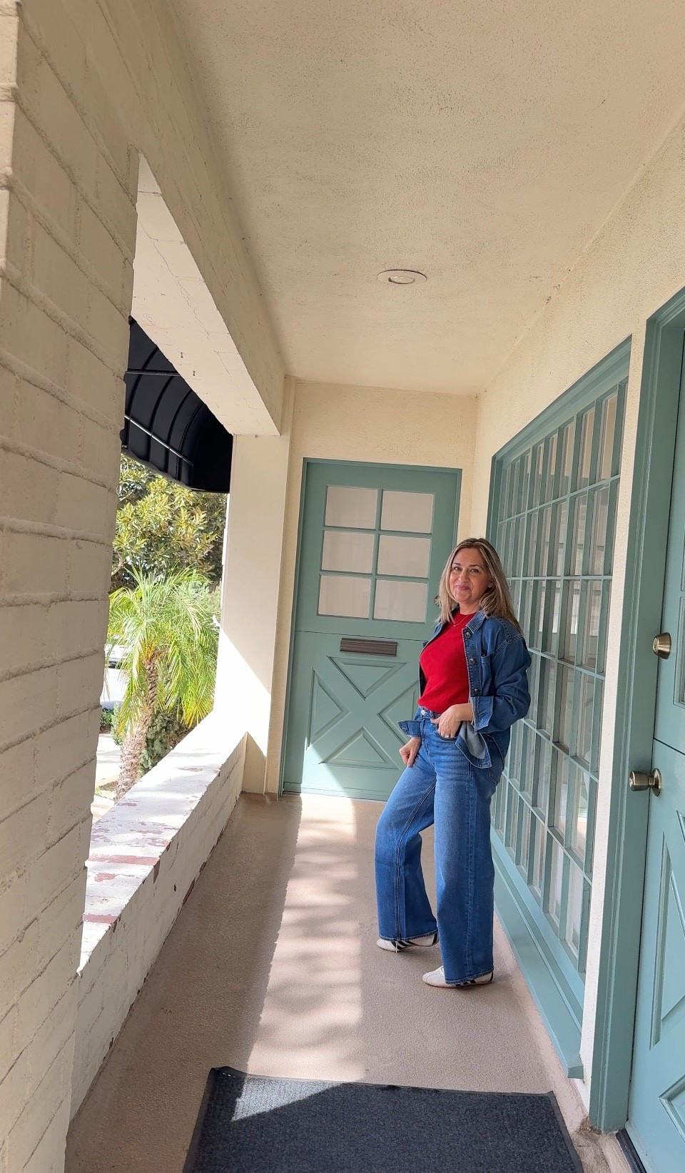 Denim on denim with a pop of red! Short sleeve cashmere sweater makes the perfect transitional piece for your wardrobe. 

#LTKootd #LTKPetite #LTKOver40