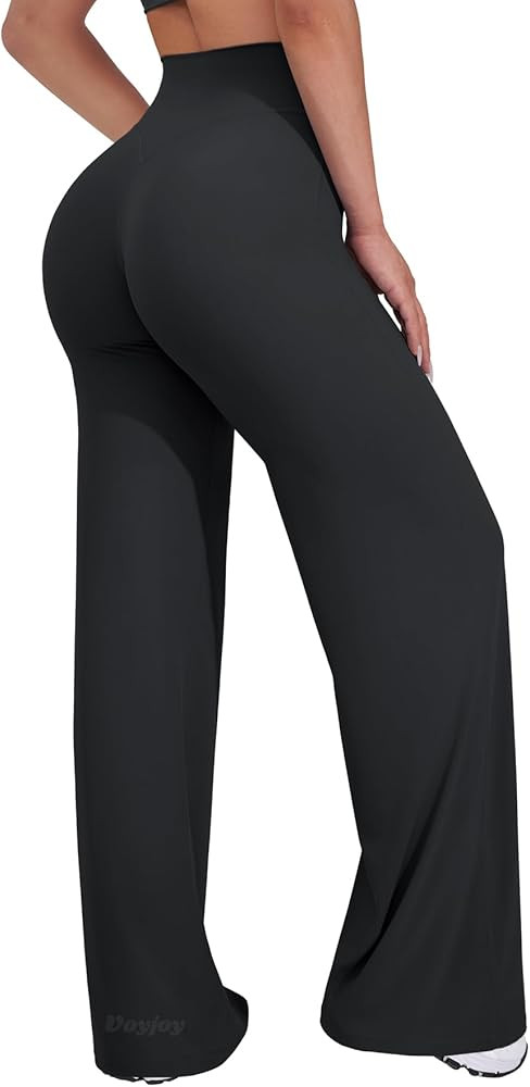 VOYJOY Straight Leggings Bottoms Wide Leg Pants for Women 29"/ 31.5"/33"/35" High Waist Stretch C... | Amazon (US)