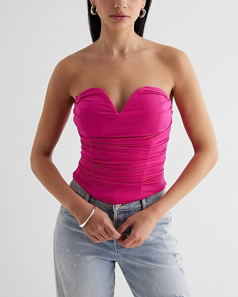 Body Contour Compression Corset Cropped Tube Top With Bra Cups | Express