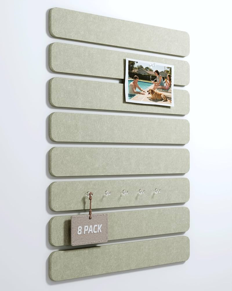 Fluxynara Cork Board Alternative Felt Strip Board 8-Pack 13"x2", Office Pin Board with 50 Push Pi... | Amazon (US)