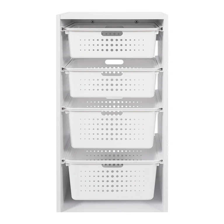 Your Zone Kids Sliding Bin Organizer with 4 Storage Bins, White, Age 3+ | Walmart (US)