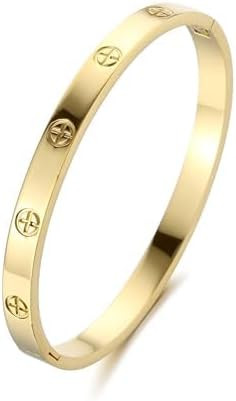 Women's Stainless Steel Bracelet Jewelry Crystal Bracelet With Cube Zircon Hinge Jewelry oval Ban... | Amazon (US)