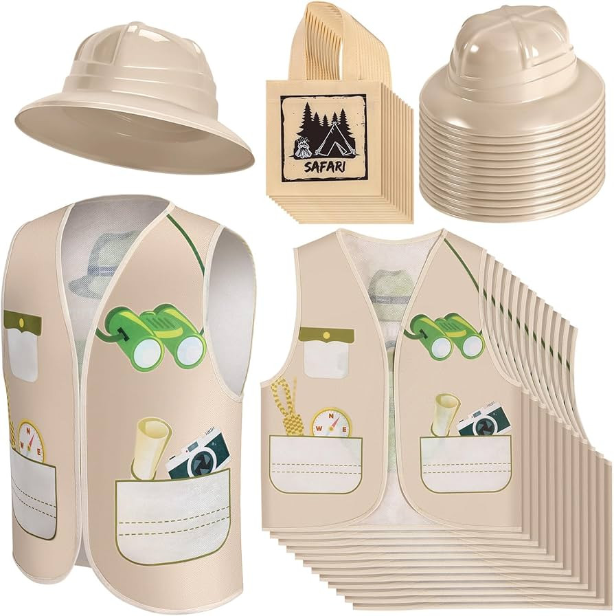 Haysandy 36 Pcs Explorer Costume Set Include Plastic Explorer Hats Jungle Party Vest Safari Tote ... | Amazon (US)