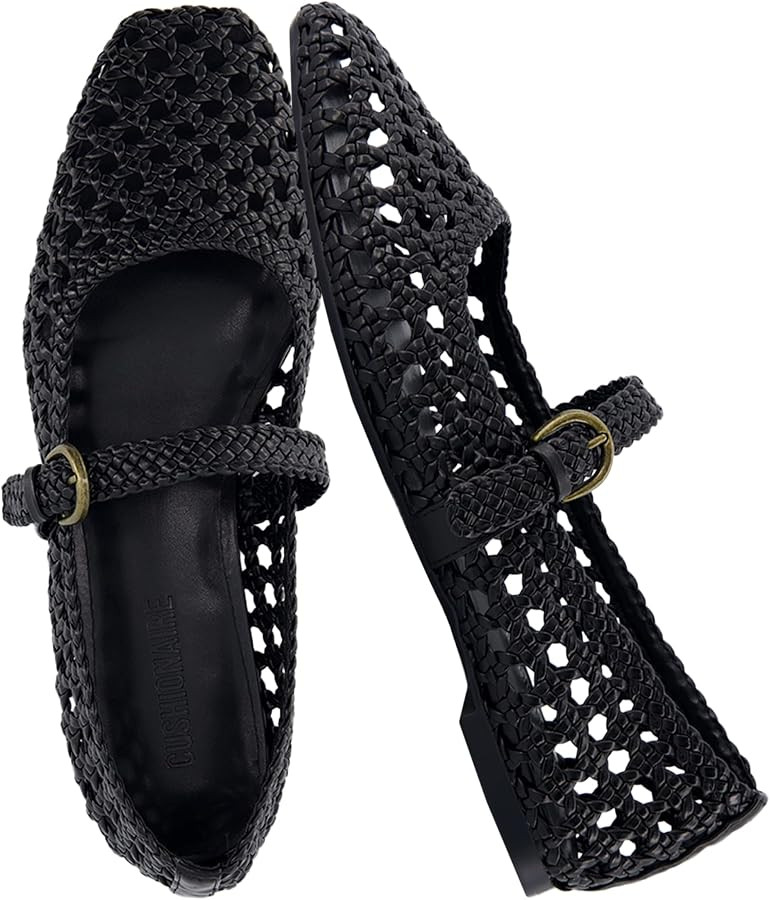 CUSHIONAIRE Weston Hand Woven Mary Jane Flats for Women, Comfortable Dressy Ballet Flats with Bra... | Amazon (US)