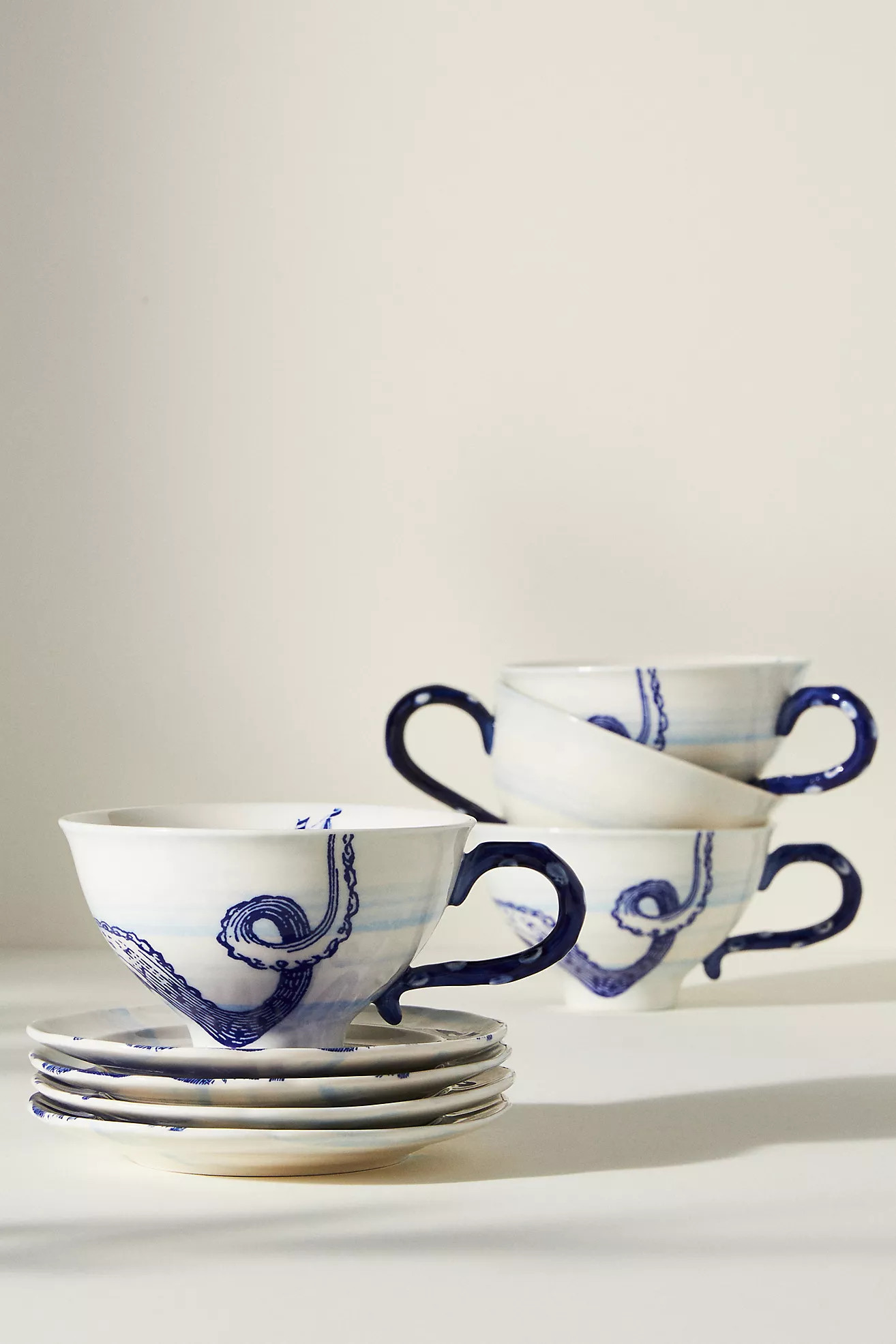 From The Deep Cups & Saucers, Set of 4 | Anthropologie (US)