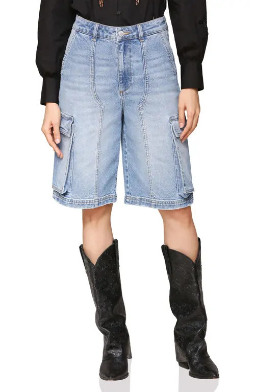 Avec Les Filles Cargo Bermuda Denim Shorts in Fender Wash at Nordstrom, Size 29 | Nordstrom