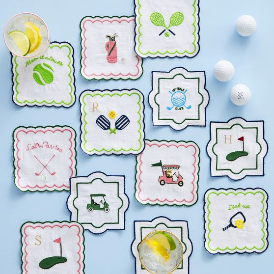 Sports Embroidered Coasters, Set of 4 | Mark and Graham