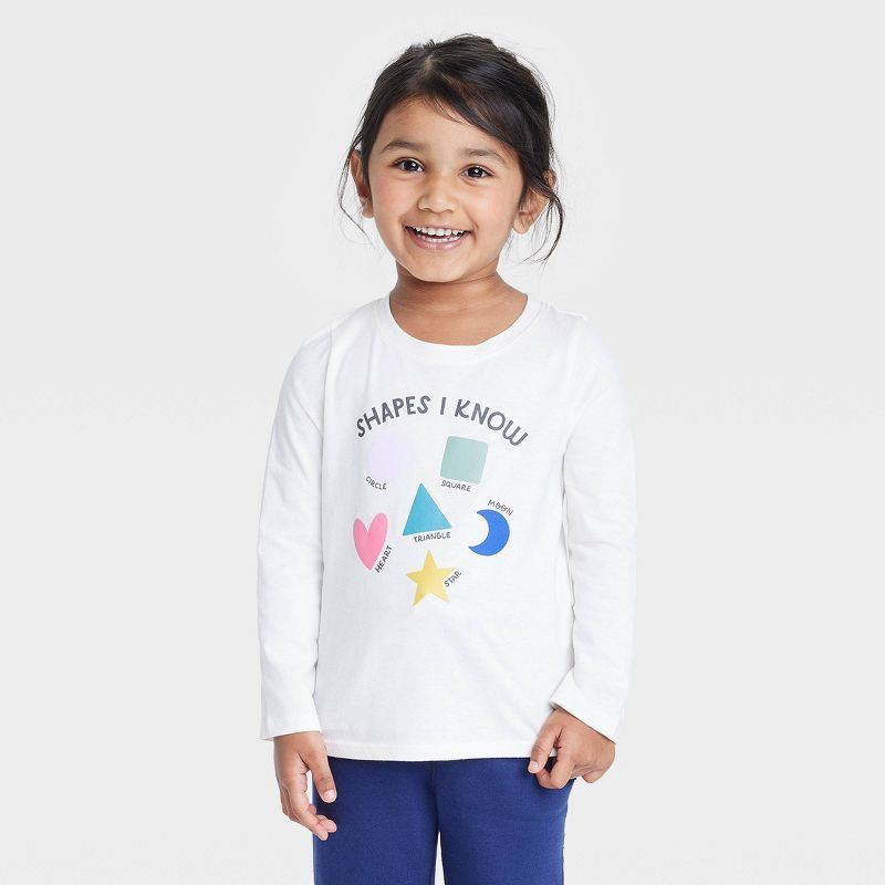 Toddler Girls' Shapes Long Sleeve Shirt - Cat & Jack™ Cream | Target