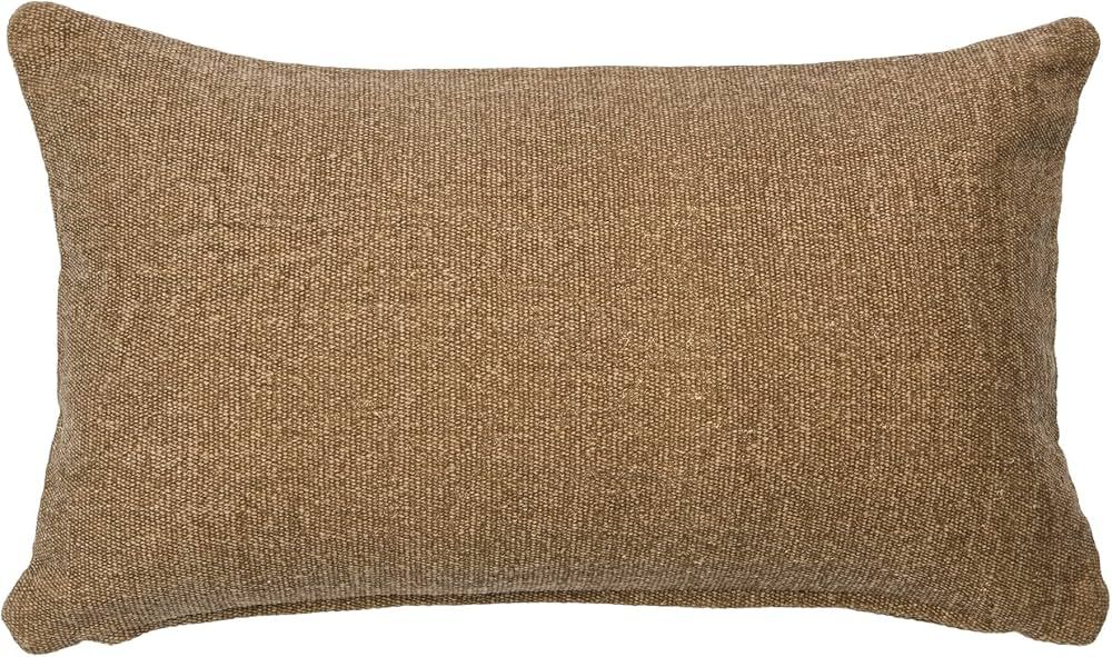 Creative Co-Op Woven Canvas Lumbar Pillow Decorative Pillow Cover, 12" x 20", Flax | Amazon (US)