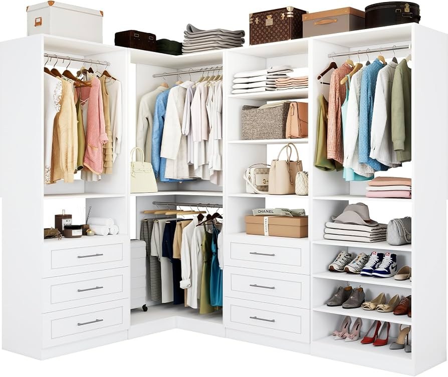 Vomavex Closet System with 4 sets, 101.9" Closet Organizer Systems with 6 Drawers & 8 Hanging Rod... | Amazon (US)