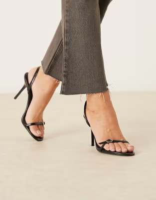 Mango buckle detail classic heeled sandal in black | ASOS | ASOS (Global)