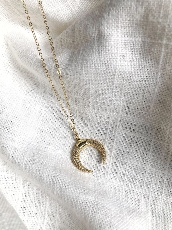 Baby Moon  gold crescent moon necklace dainty delicate | Etsy | Etsy (US)