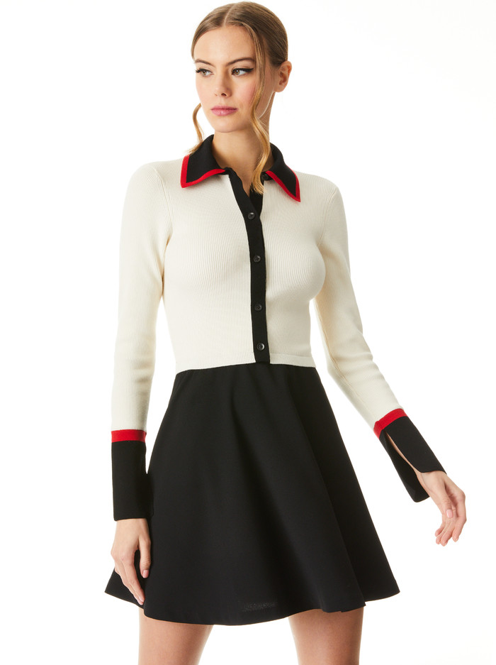 TREVOR MIXED MEDIA DRESS | Alice + Olivia