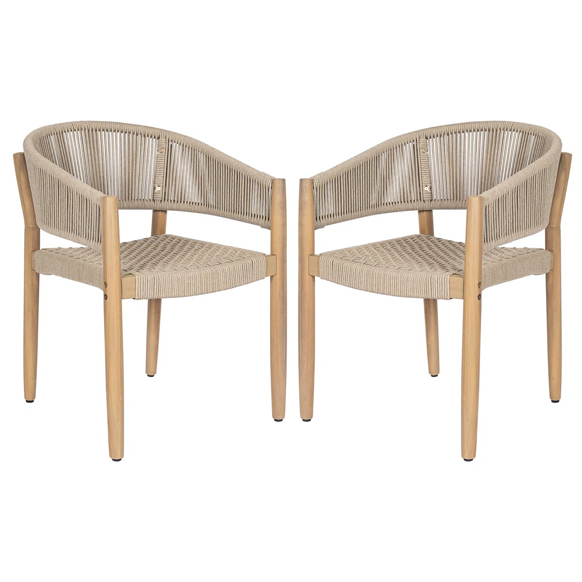 Red Barrel Studio® Sandvale Modern Coastal Acacia Wood Rope Outdoor Dining Chair with Ergonomic ... | Wayfair North America
