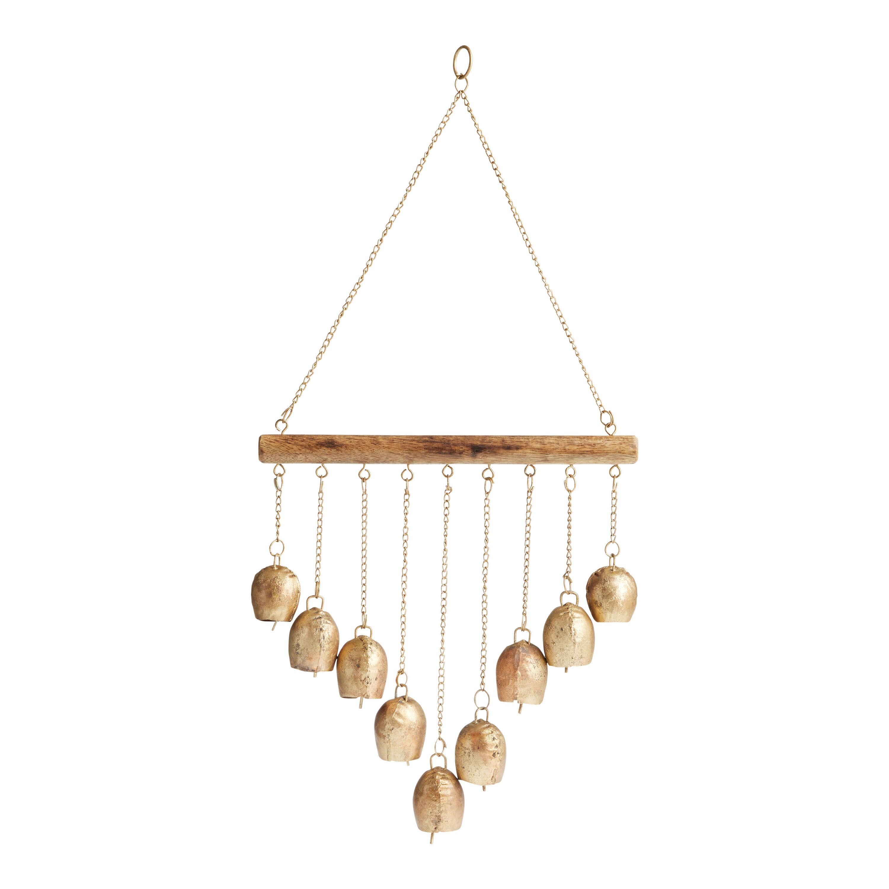Gold Metal Bell and Wood Wind Chime | World Market