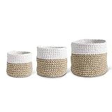 K&K Interiors 15551A Set of 3 Tan and Cream Woven Baskets | Amazon (US)