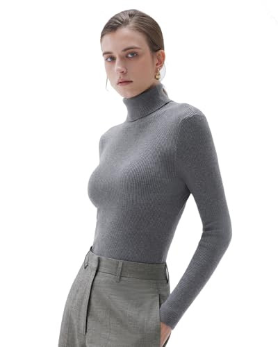 SUUKSESS Women Turtleneck Cashmere Sweater Long Sleeve Shirts Fall Basic Thermal Tops Winter Clothes(Warm Gray, M) | Amazon (US)