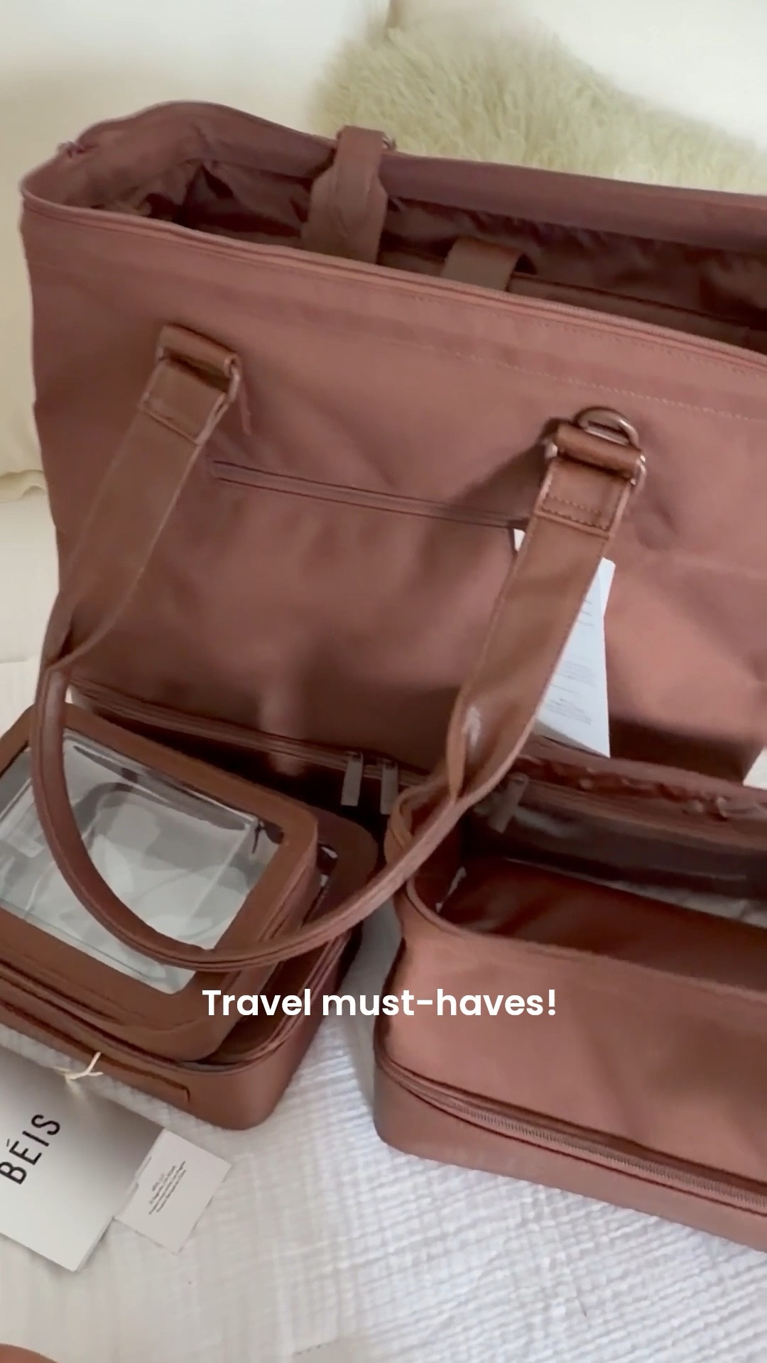 New travel accessories just arrived and I’m excited to get traveling again!! I got the mini weekender and it’s sooo roomy! I love the smaller size that can go under the front seat of the plane. The cosmetic bag and toiletry pouches all match and I love the aesthetic! This is the perfect Valentine’s Day gift! 

#LTKTravel #LTKValentine #LTKSeasonal