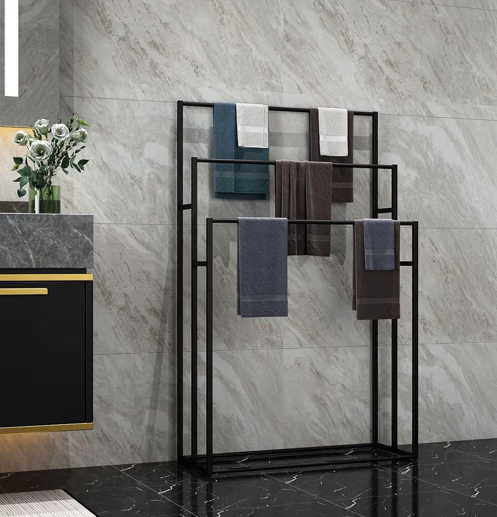 3 Tier Standing Towel Rack - Extra Wide Large Bathroom Towel Stand, Heavy-Duty Metal Towel Drying... | Amazon (US)