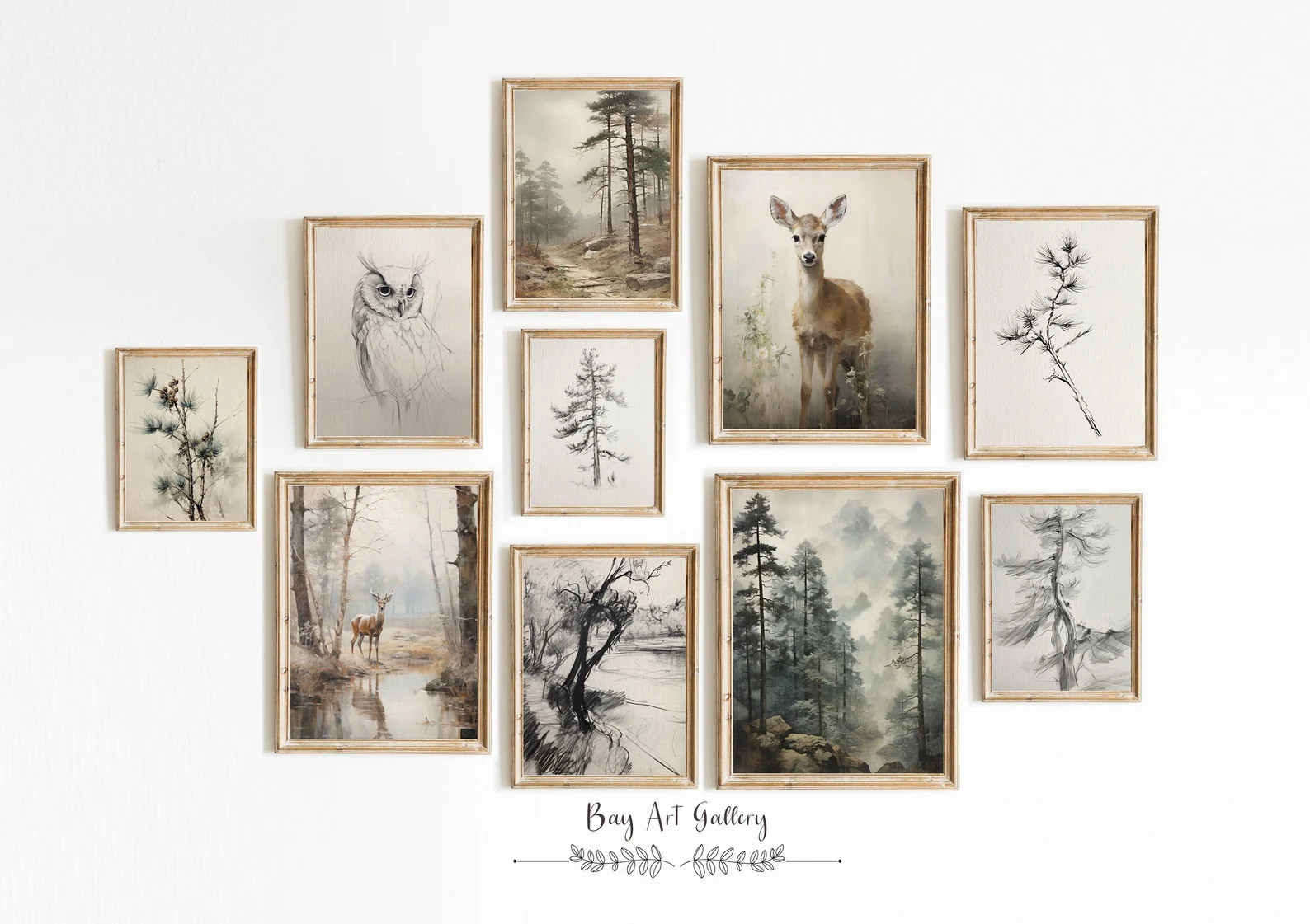 Set of Ten, Vintage Woodland Gallery Wall Print SET of 10, Forest Wall Prints, Wildlife Prints Bu... | Etsy (US)