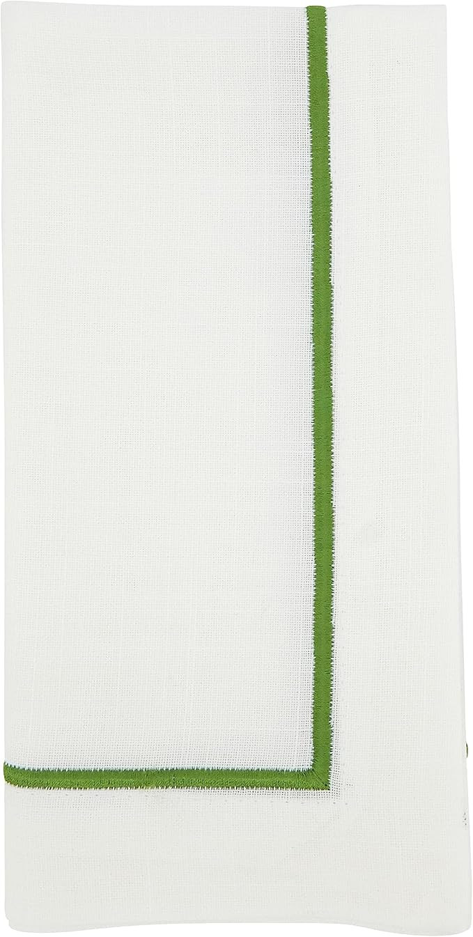 Saro Lifestyle Embroidered Line Design Napkins (Set of 4), Kiwi, 20" | Amazon (US)