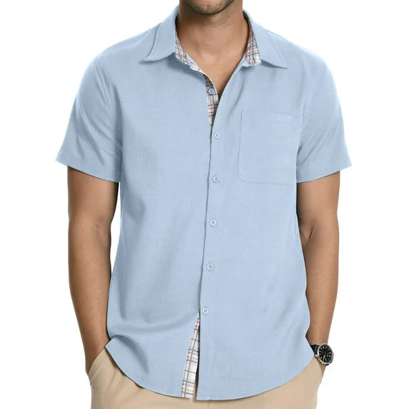 HAOMEILI Men's Button Down Shirts Short Sleeve Casual Shirts Summer Beach Shirts Vacation Wedding... | Walmart (US)
