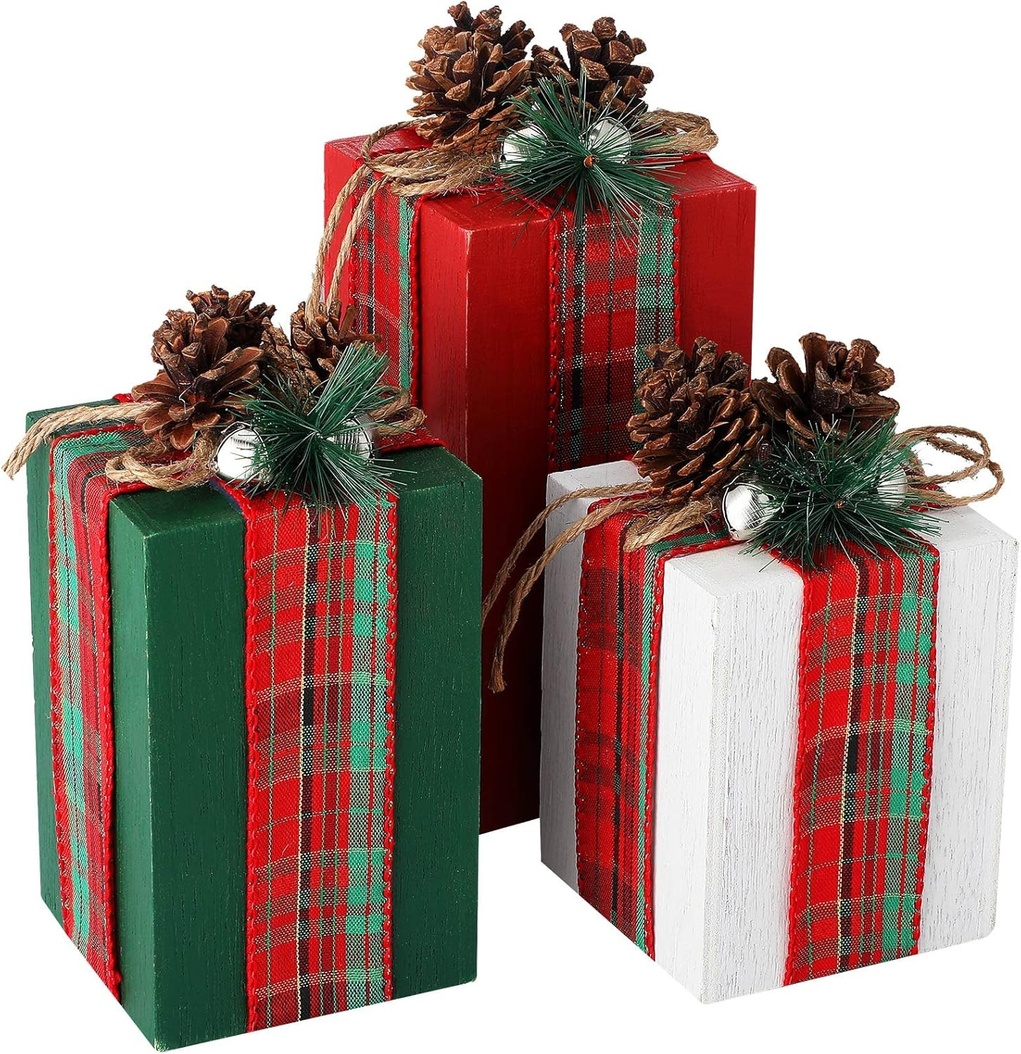 3 Pcs Christmas Table Centerpieces Christmas Table Decor Faux Presents Wooden Blocks Oversized Ru... | Amazon (US)