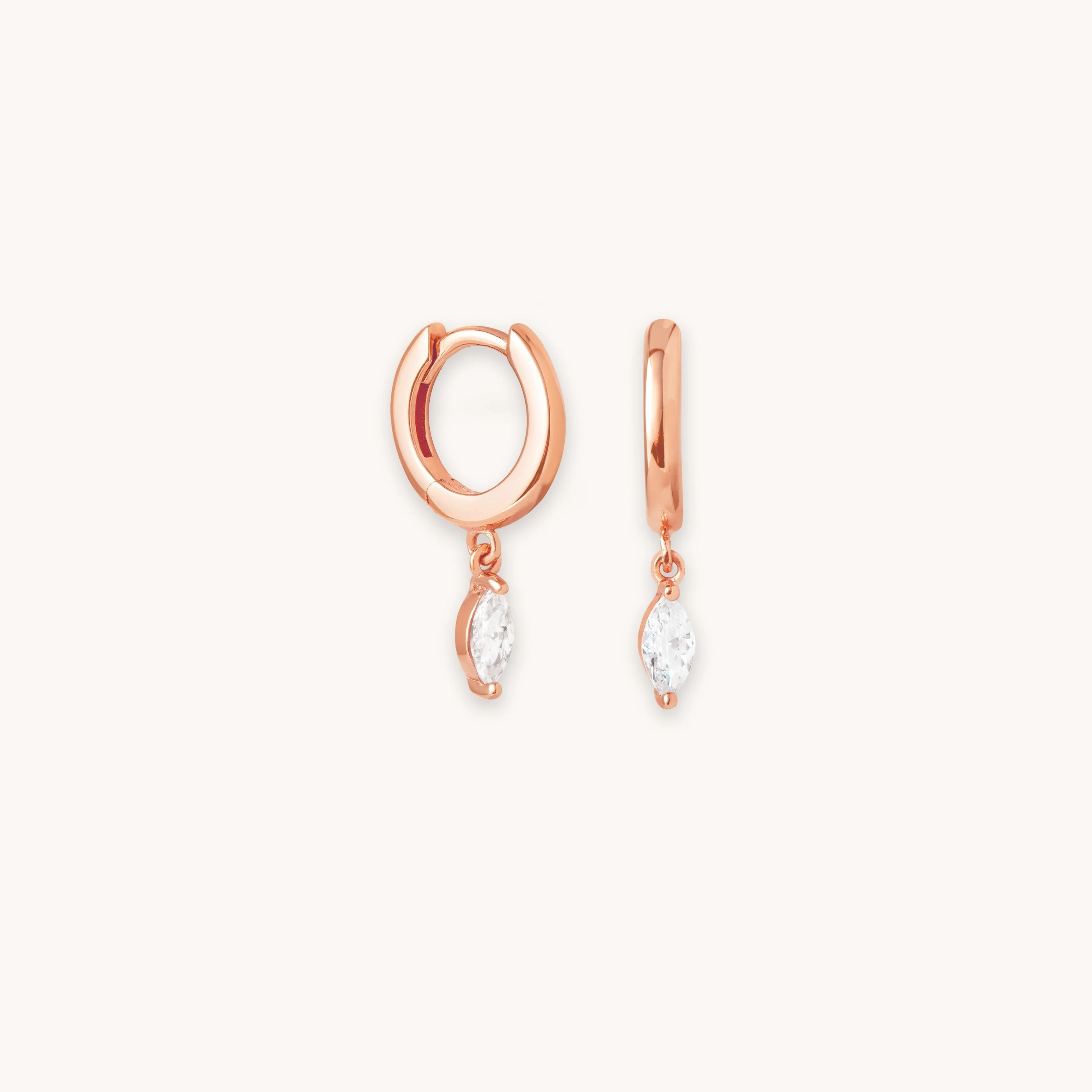 Navette Rose Gold Charm Huggies | Astrid & Miyu Earrings | Astrid and Miyu