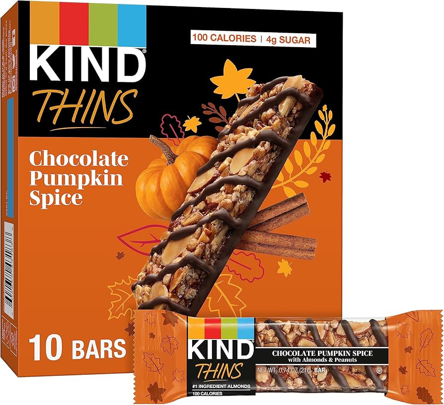 KIND THINS Chocolate Pumpkin Spice with Almonds & Peanuts, Gluten Free, 100 Calorie, Healthy Snac... | Amazon (US)