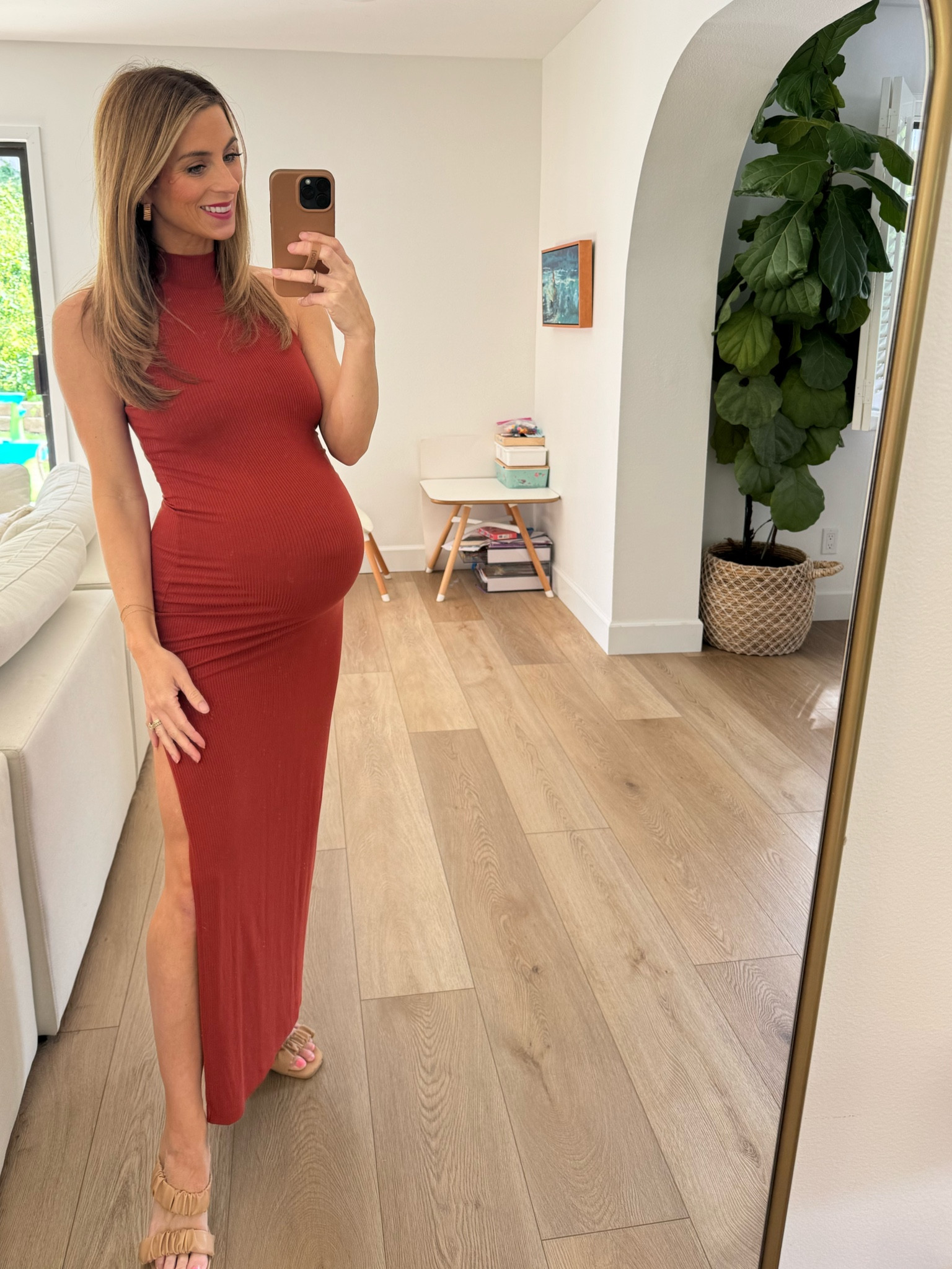 I wore this LSpace dress i got from a local boutique- swirl boutique- for our announcement for this pregnancy, & it has stretched with me! It’s not maternity & it’s so classy. I love the cut around shoulders & neck! Wearing my fav set & stones earrings to give the frame around my face a pop since a necklace doesn’t really work with this! 

Maternity, pregnancy outfit, ribbed stretchy dress, gold earrings 

#LTKSeasonal #LTKstyletip #LTKbump
