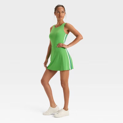 Women's Knit Sporty Contrast Active Dress - JoyLab™ Bright Green XL | Target