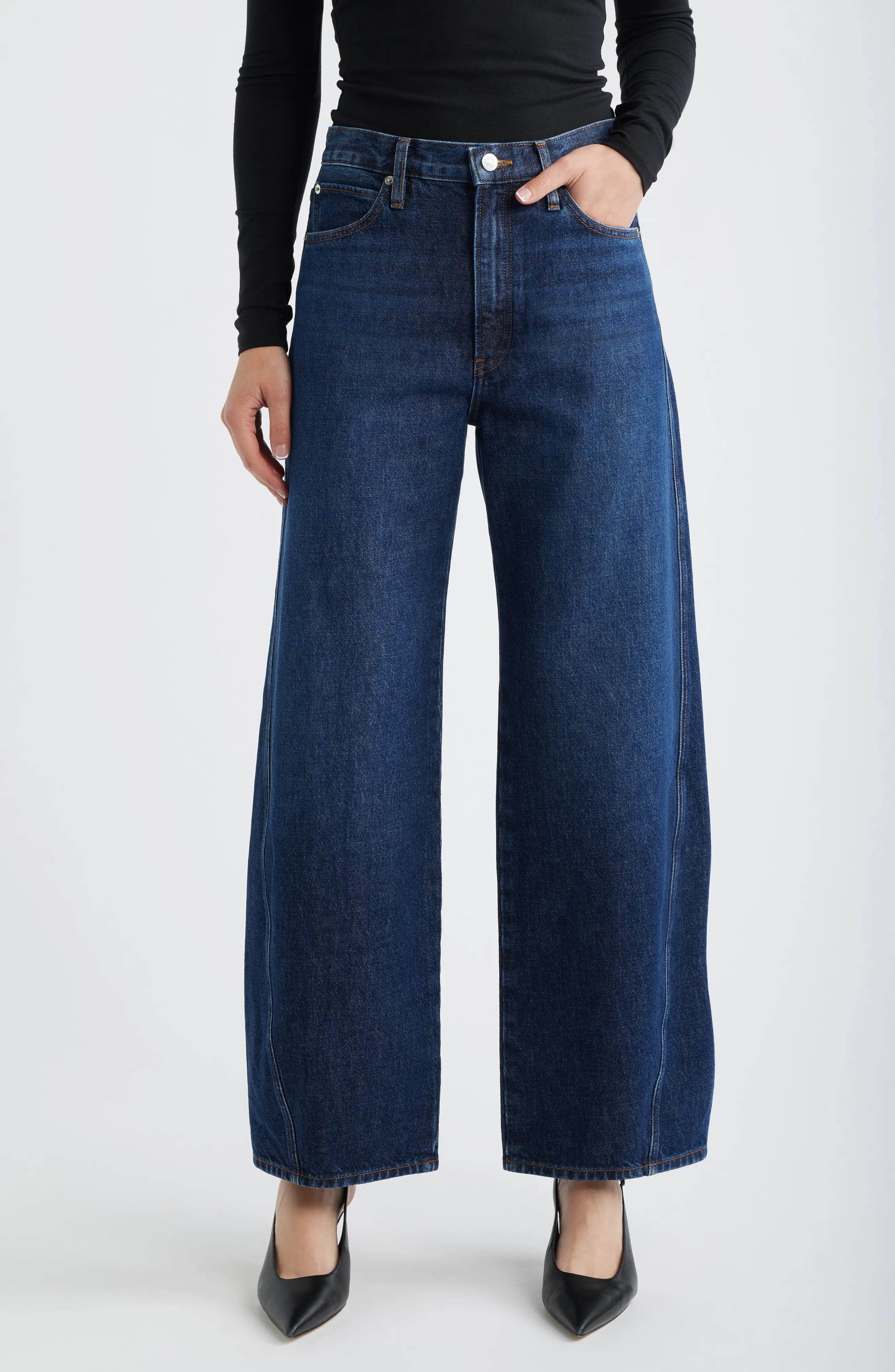 The Twisted Seam Bow High Waist Barrel Leg Jeans (Women) | Nordstrom | Nordstrom