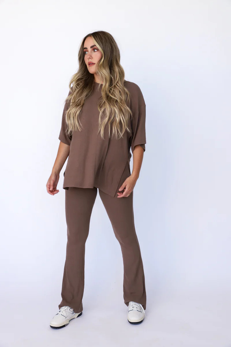All Weekend Long Pant Set Taupe Brown | The Foxy Kind