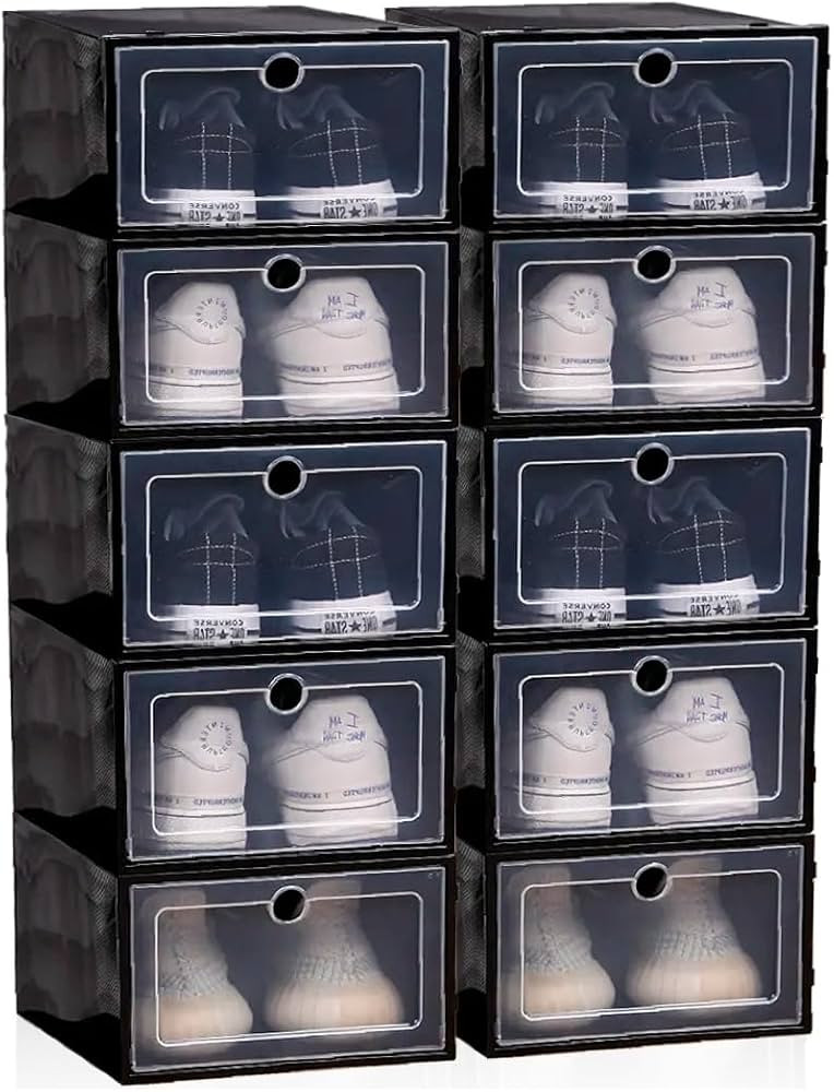 Kit 10 Caixas organizadora para guardar sapato sandália chinelo empilhável Sapateira Gaveta (Pr... | Amazon (BR)