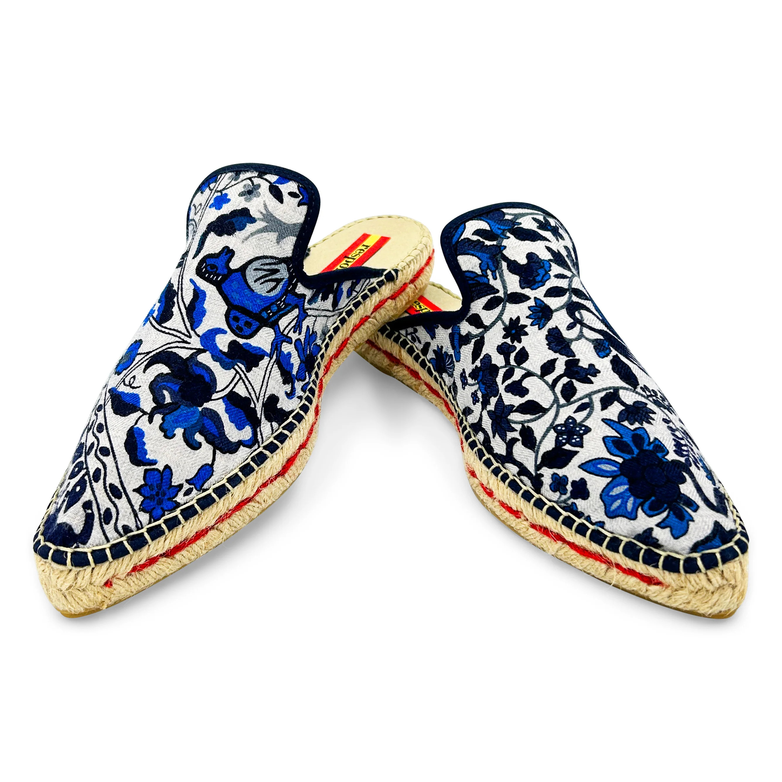 JARDINS Blue Silk/Cashmere Cocktail Mule Espadrilles | Respoke