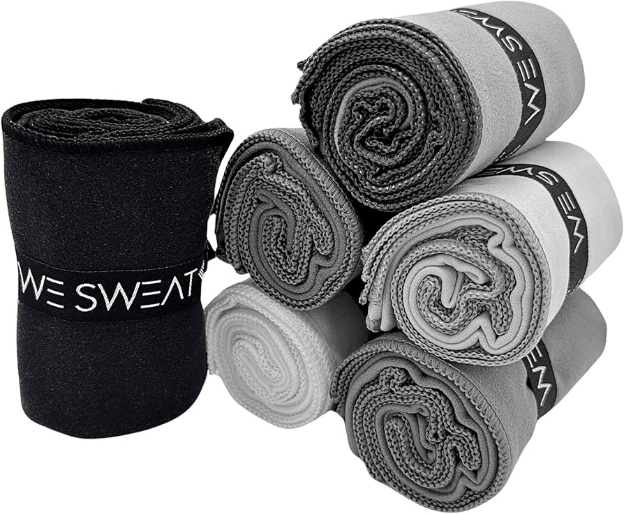 We Sweat’s (6 Pack) Microfiber Gym Towels, Silver ION Odor-Free Absorbent Fiber, Fast Drying Me... | Amazon (US)