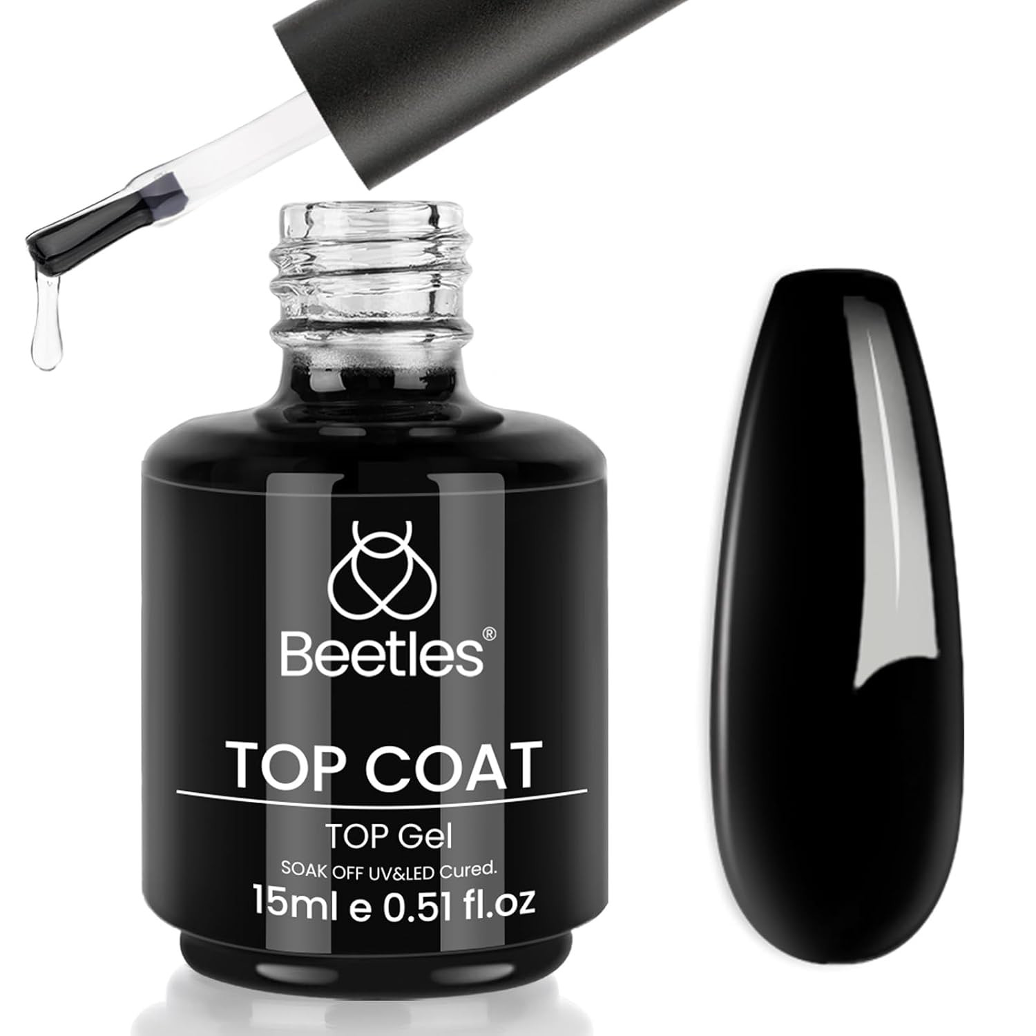 Beetles Gel Top Coat 15ml No Wipe High Gloss for Gel Nail Polish | Amazon (US)