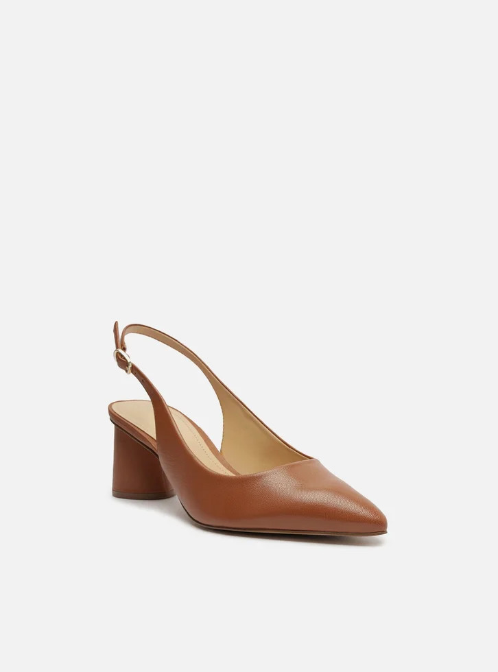 Scarpin Marrom Arezzo Couro Bico Fino Slingback | ZZ Mall (BR)