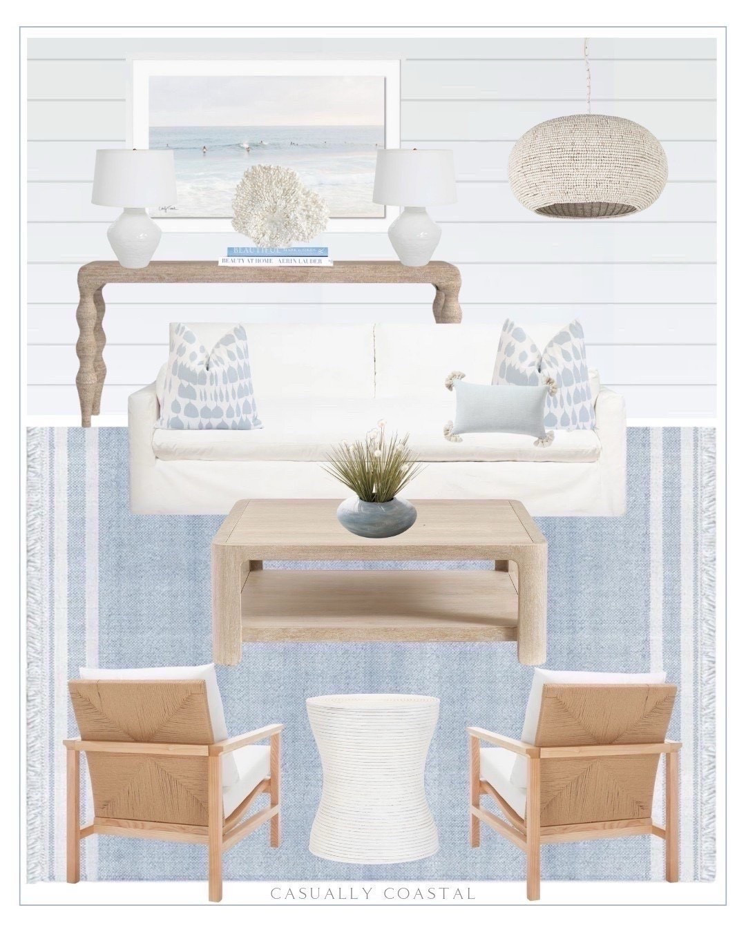 Beachy Living Room Design

Beach house living room, coastal living room, coastal home, coastal style, coastal decor, beach house decor, beach home, neutral living room, wayfair couch, wayfair sofa, coastal sofa, white slip covered sofa, console table, upholstered armchair, 3 light dimmable drum chandelier, coastal chandelier, coastal table lamp, wayfair furniture, coastal rug, wayfair rug, blue and white rug, striped indoor outdoor rug, square coffee table, pottery barn coffee table, wood coffee table, round rattan accent table, coastal accent table, faux white standing bush coral, coastal pillows, Etsy pillows, blue and white pillow cover, coastal pillow cover, faux potted dandelion grass, chambray ceramic vase, coastal vase, coastal wall art, coastal art work

#LTKHome