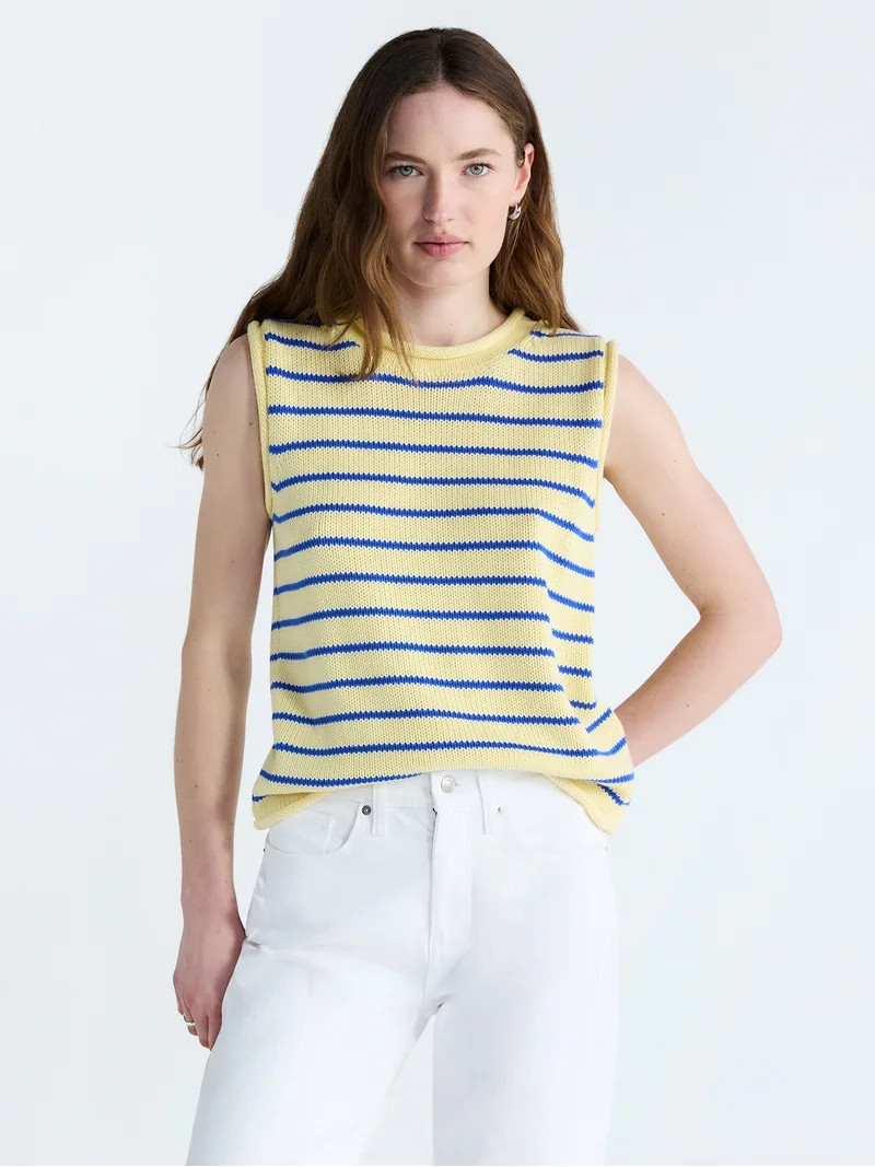 Free Assembly Women's Roll Neck Cotton Sweater Shell, Lightweight, Sizes XS-XXL | Walmart (US)